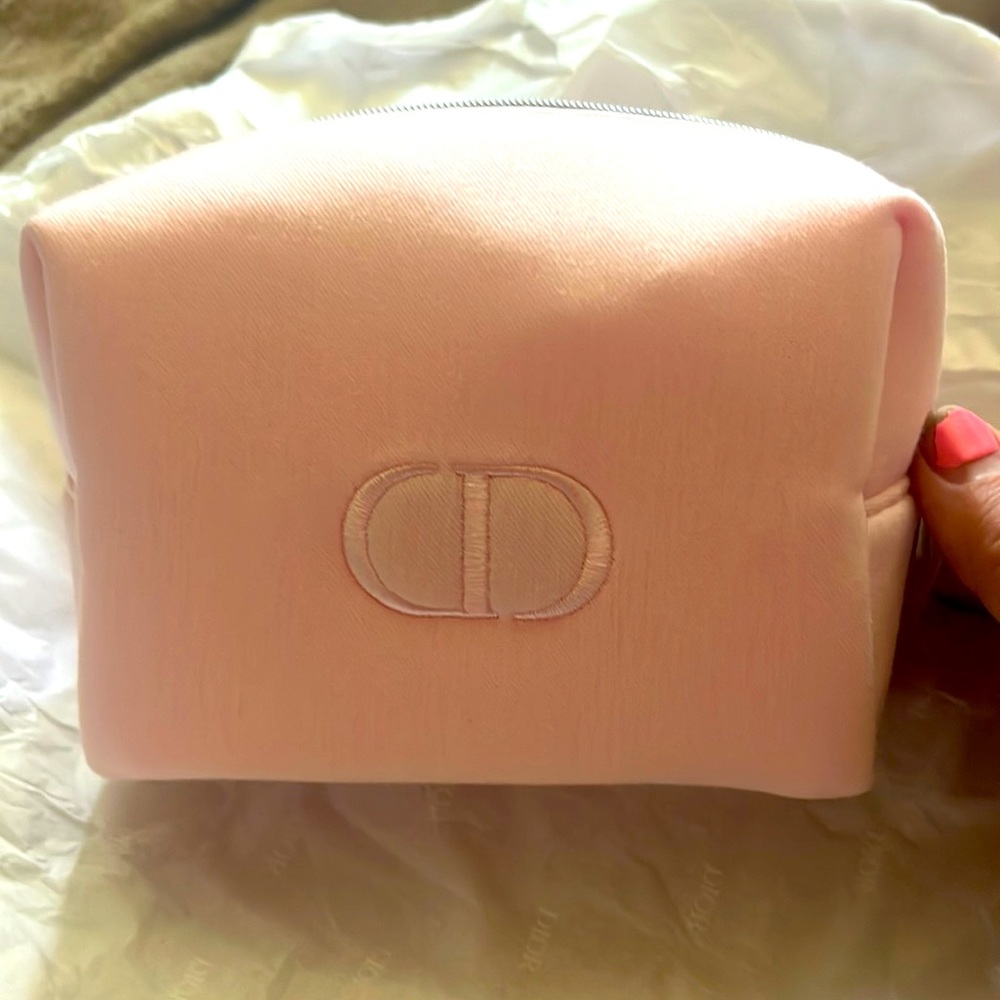 Christian Dior Beauty pink fabric cosmetic bag